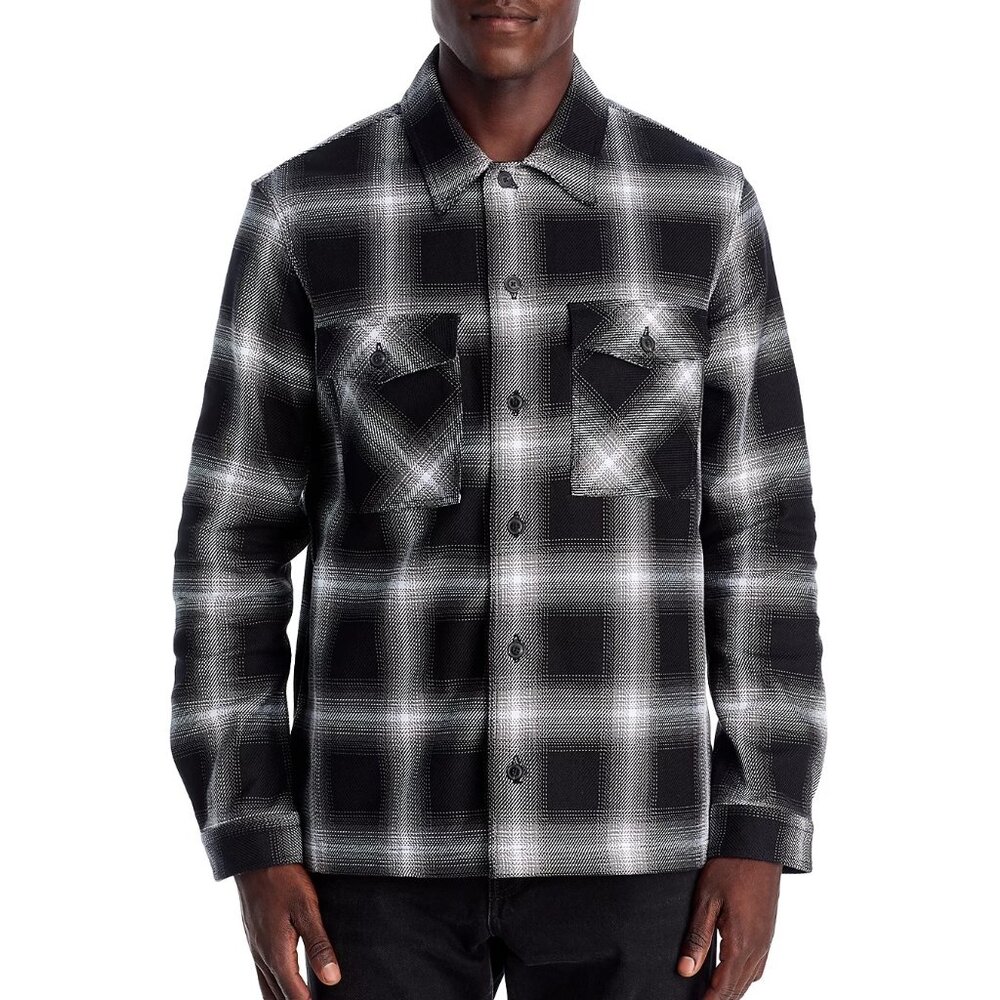 HUGO Boss Enalu Plaid Oversized Fit Shirt Jacket Mens Black Size Small NWT 178